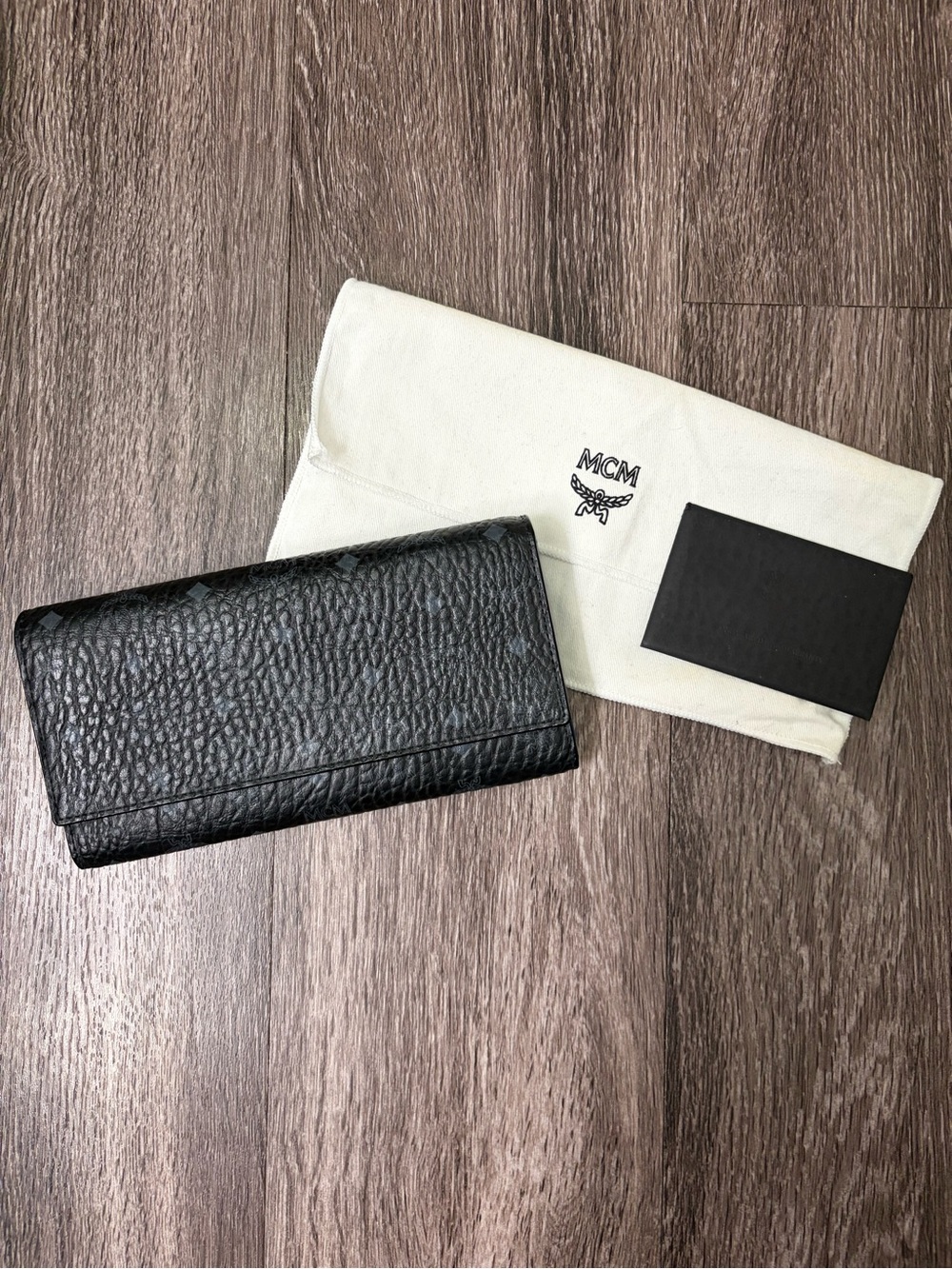 MCM Black Pebbled Leather Continental Wallet